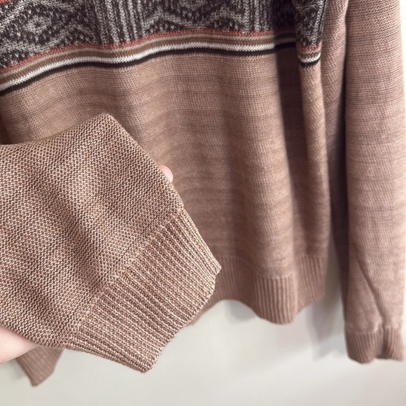 Vintage Polo Ralph Lauren Brown Linen Blend Nordic Stripe Crewneck Sweater - Picture 4 of 7